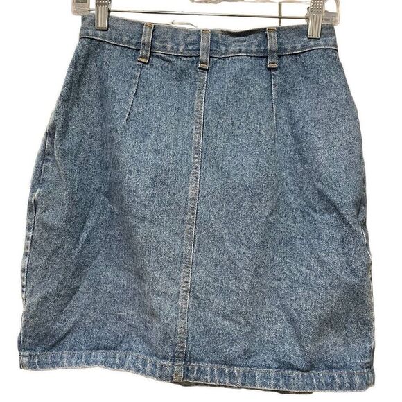 True Blue Denim Skirt Juniors 9/10 Wrap Mini Rigid Light Blue Jean Retro Y2K - Picture 2 of 9